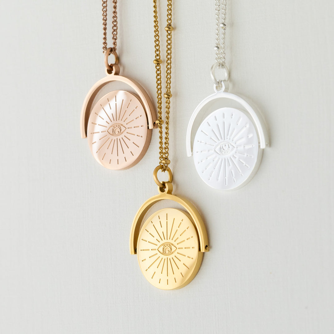 Evil Eye Spinner Pendant Necklace