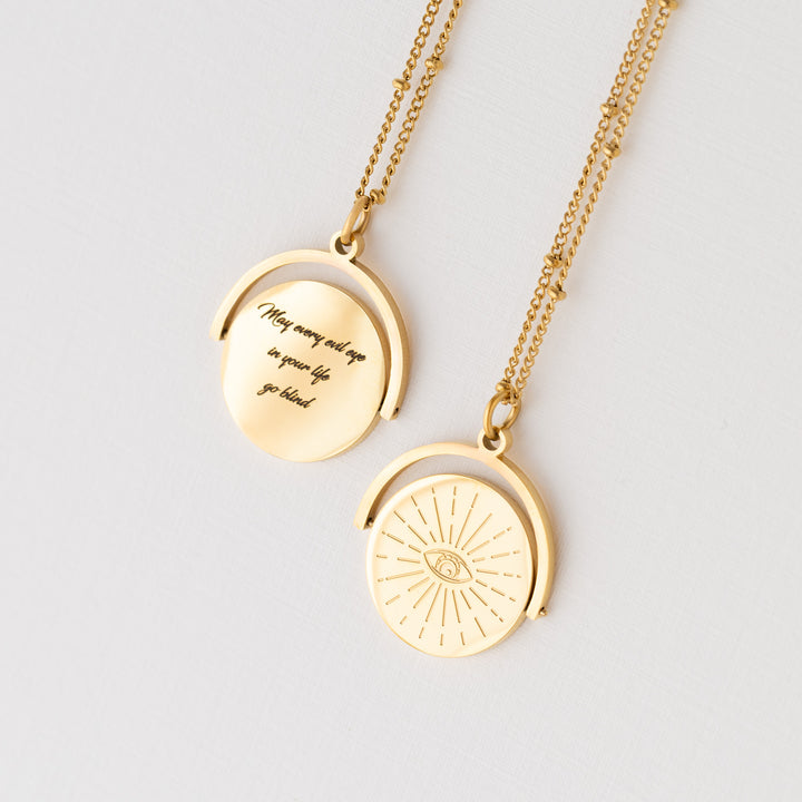 Evil Eye Spinner Pendant Necklace