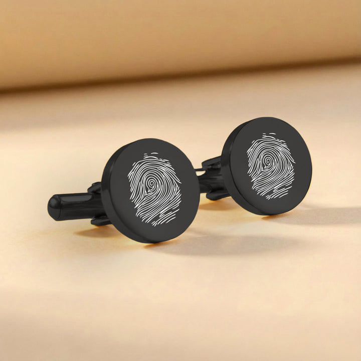 black fingerprint cufflinks