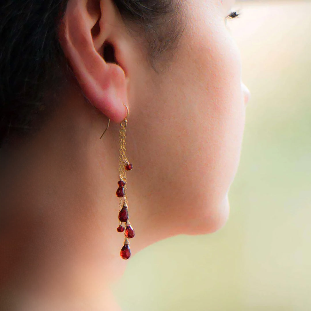 Garnet Earrings January Birthstone Drop Earrings with Garnet – Abiza