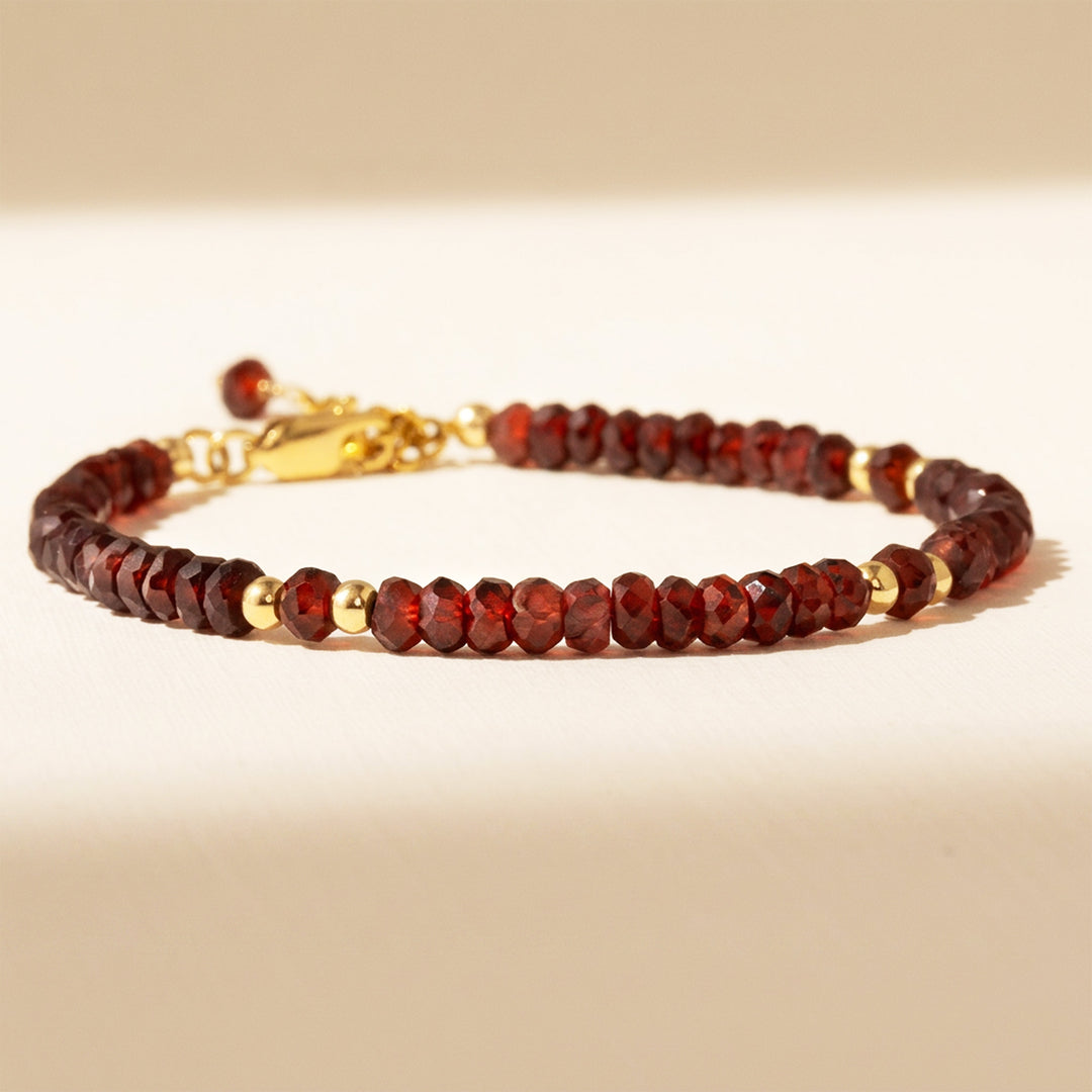 14K gold filled garnet bracelet — handmade UK