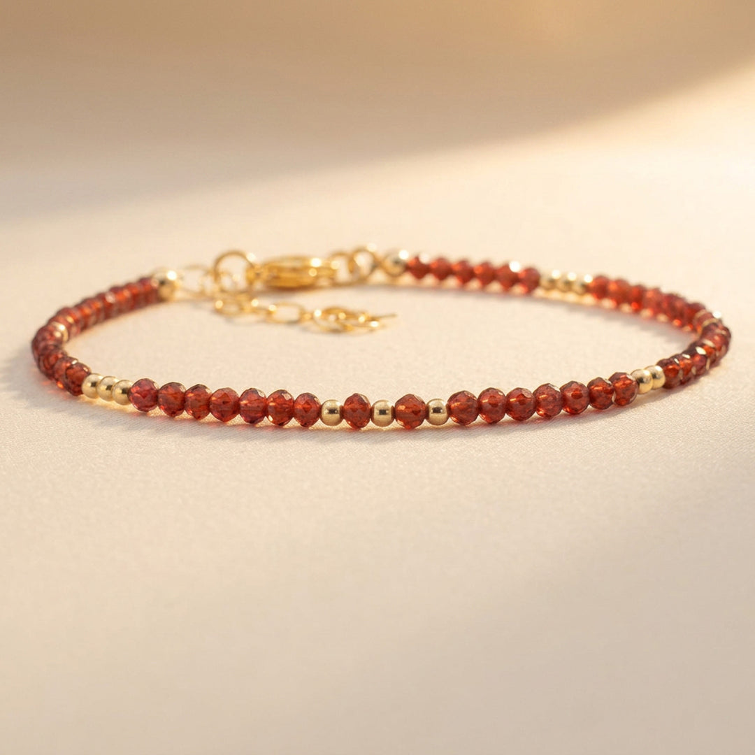 14K gold filled Garnet bracelet — handmade UK