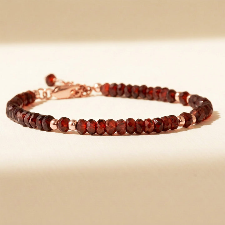 Rose gold filled garnet bracelet — handmade UK