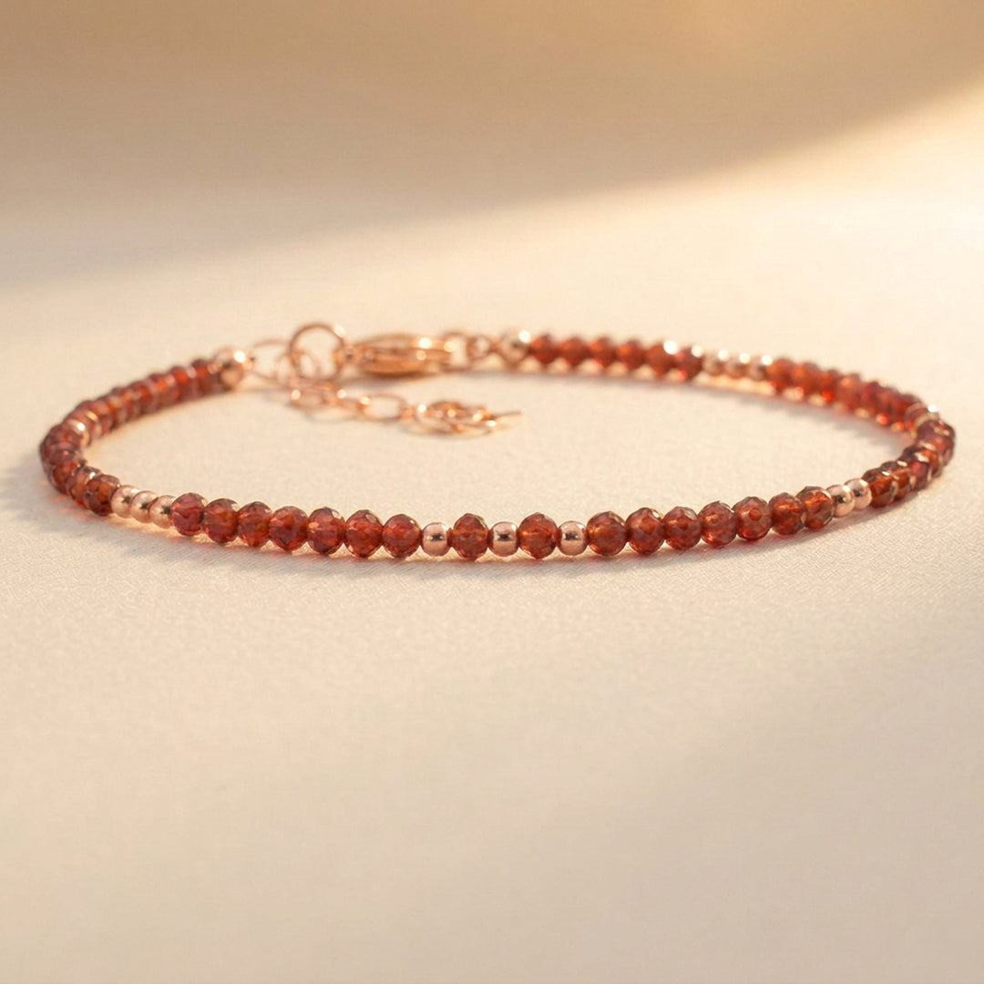 Rose gold filled Garnet bracelet — handmade UK
