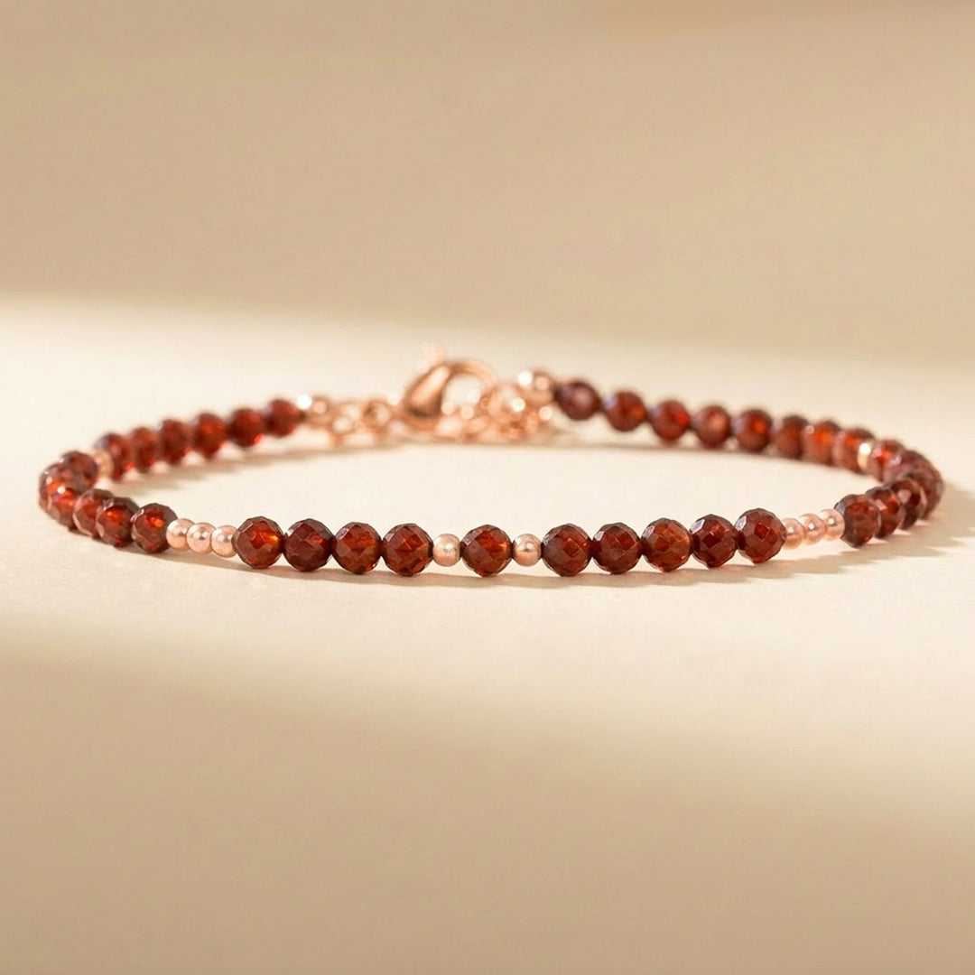 Rose gold filled Garnet bracelet — handmade UK