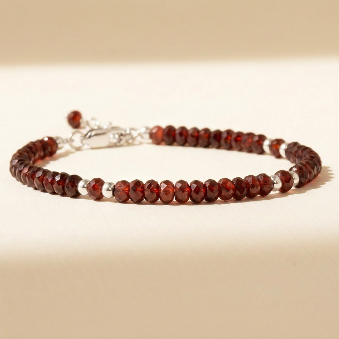 Sterling silver garnet bracelet — handmade UK
