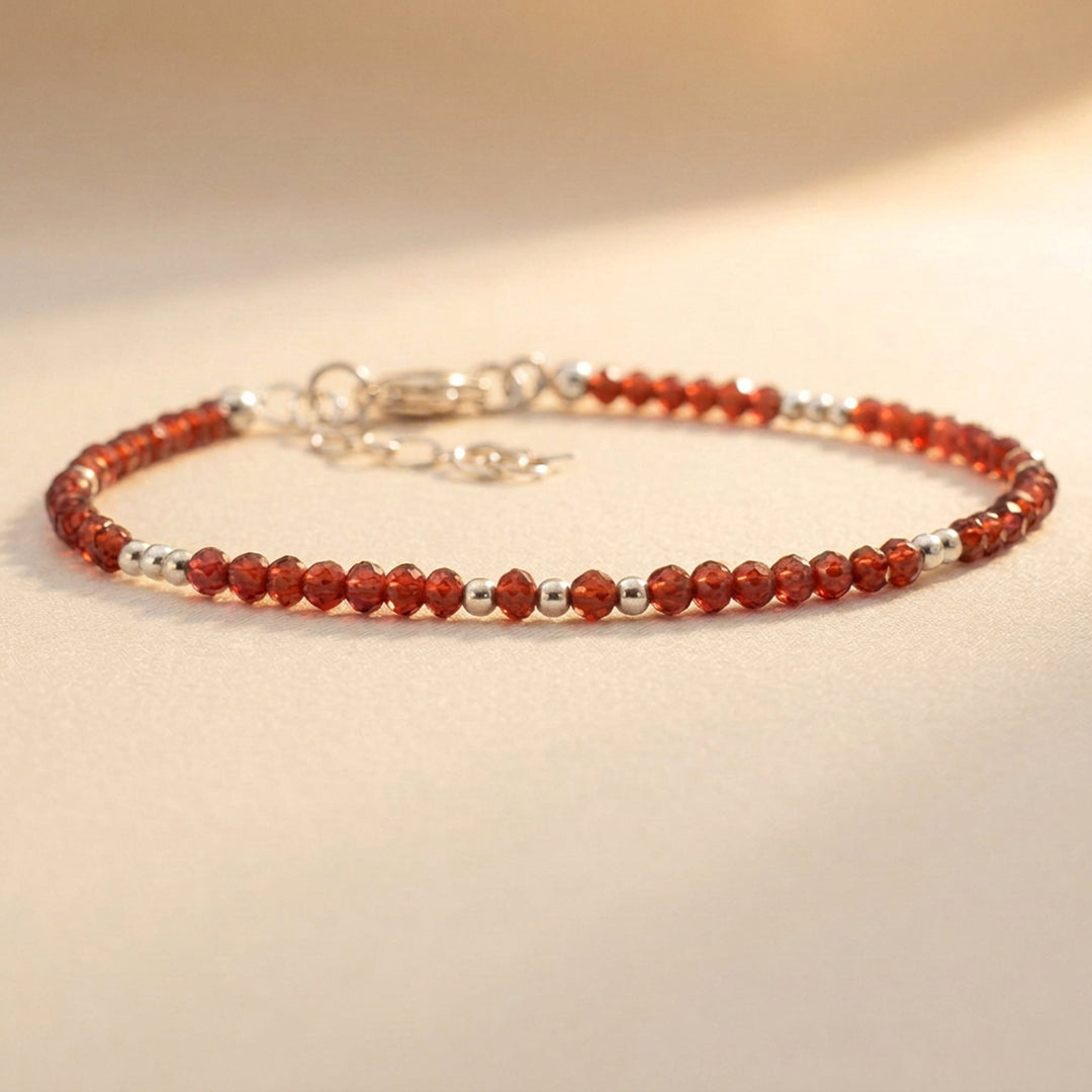 Sterling silver Garnet bracelet — handmade UK