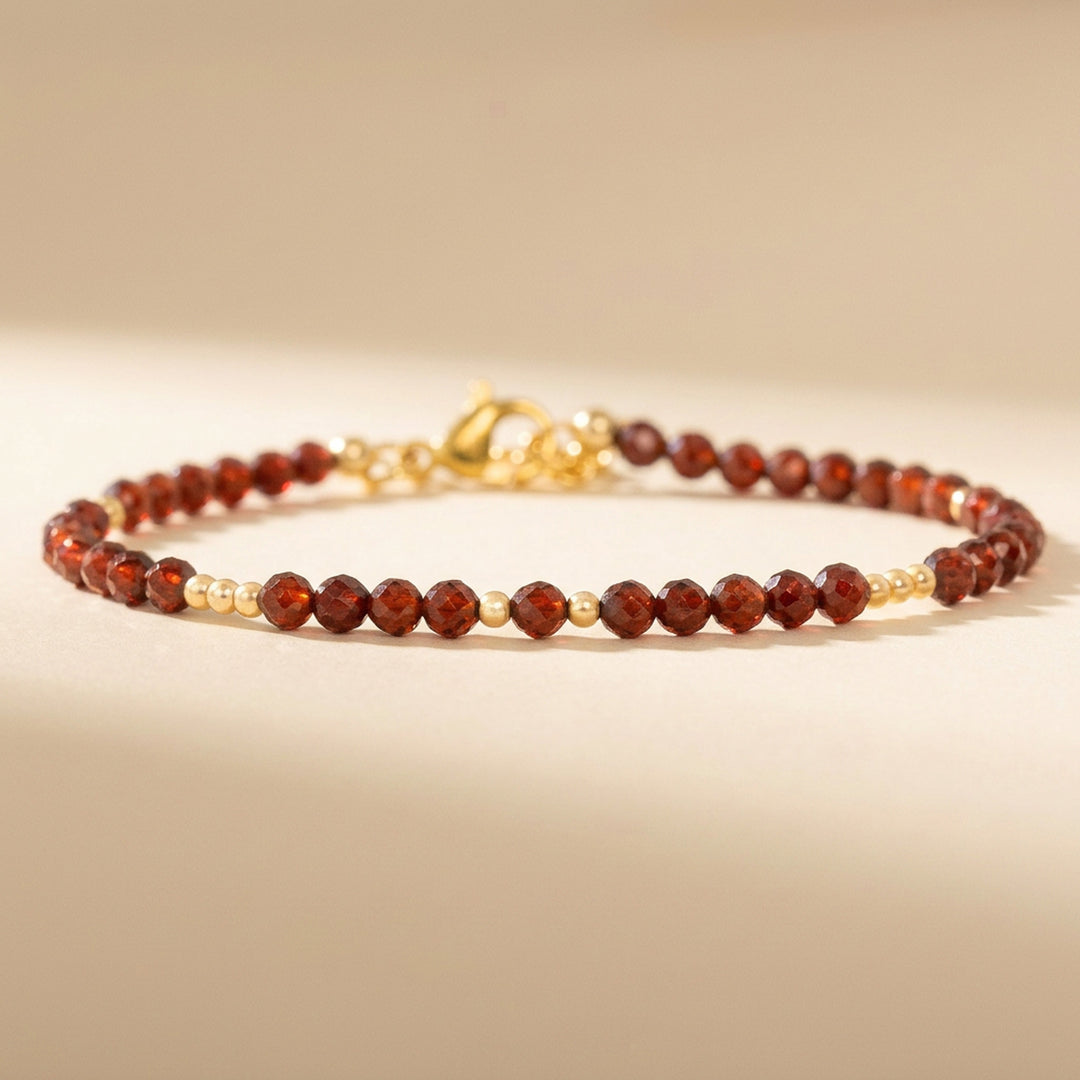 14K gold filled Garnet bracelet — handmade UK