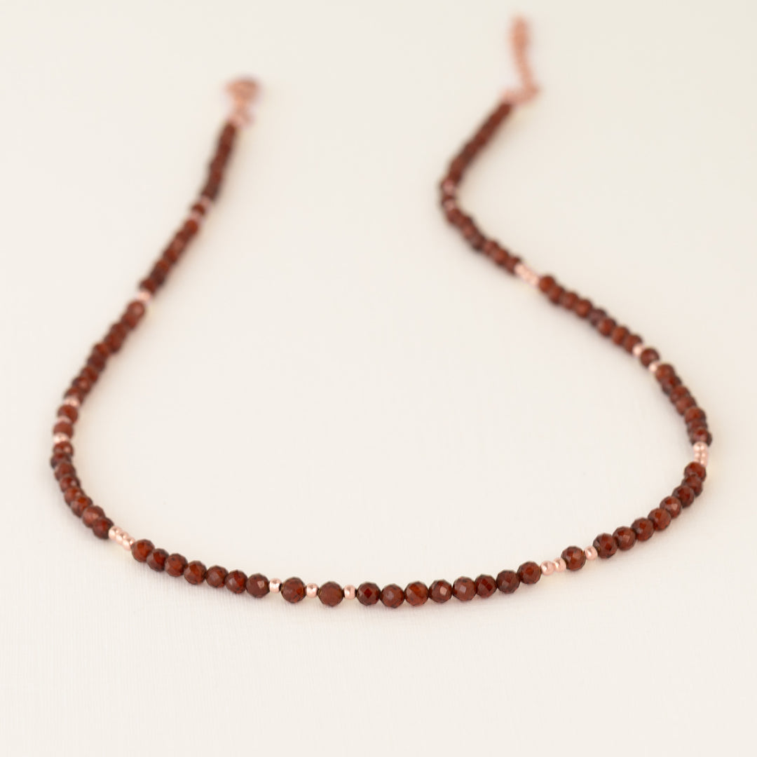 Garnet Necklace Rose Gold