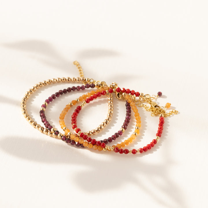 Garnet, Aventurine, Coral Hematite Bracelets
