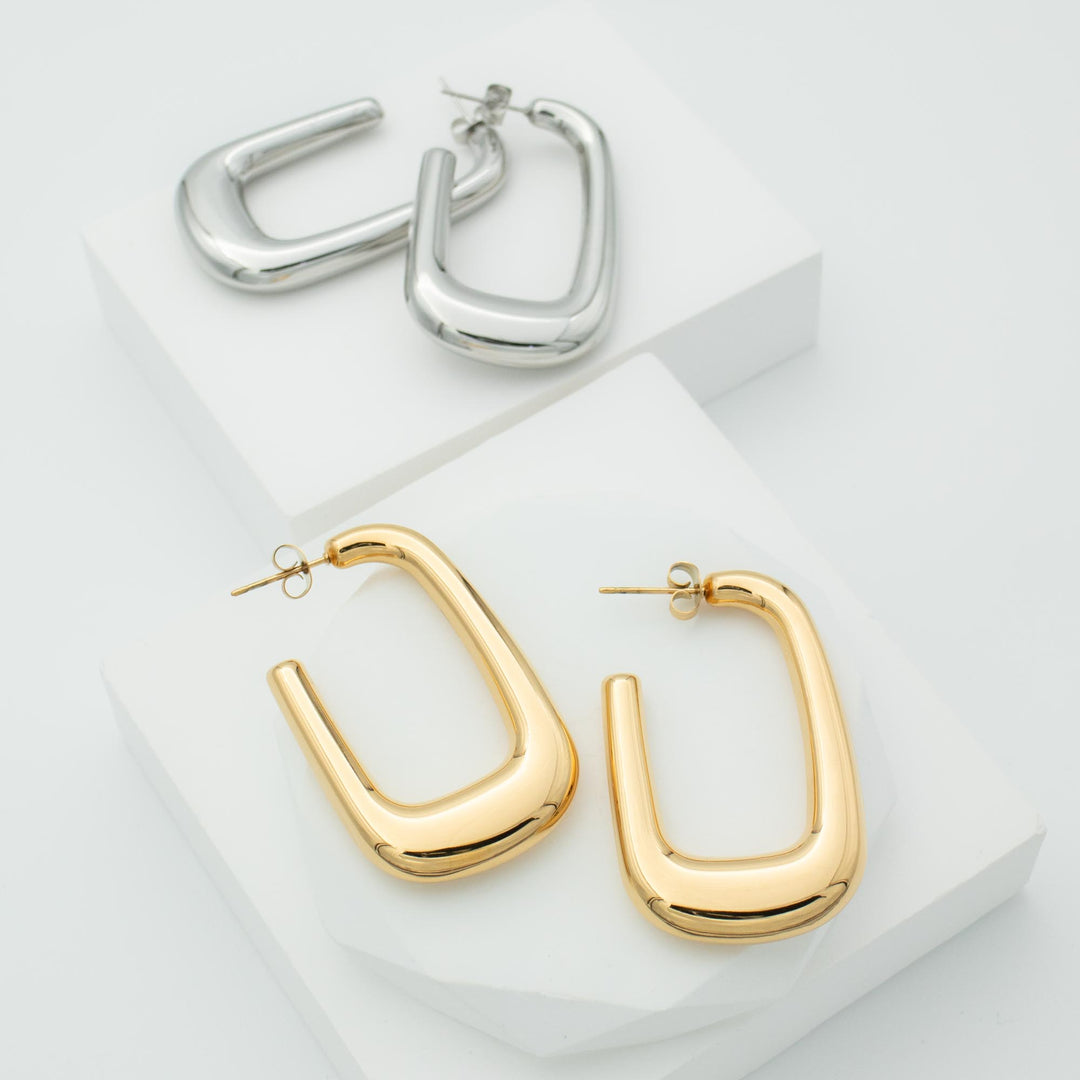 Large Gold Square Hoop Earrings