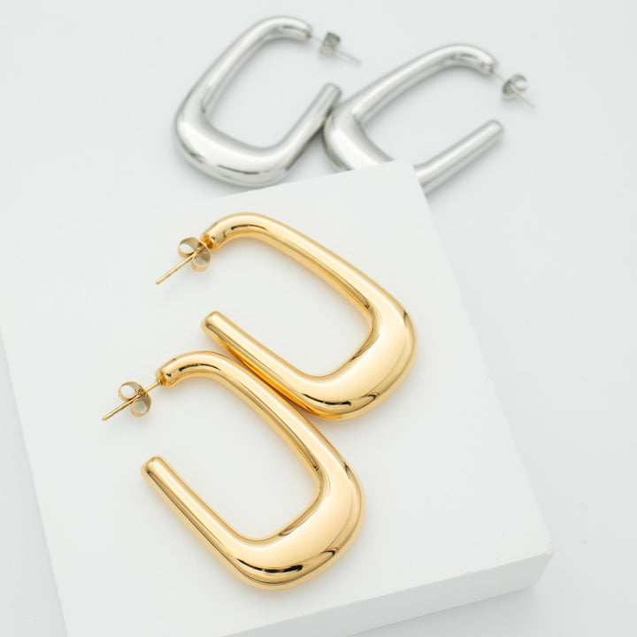 Chunky square hoop earrings 