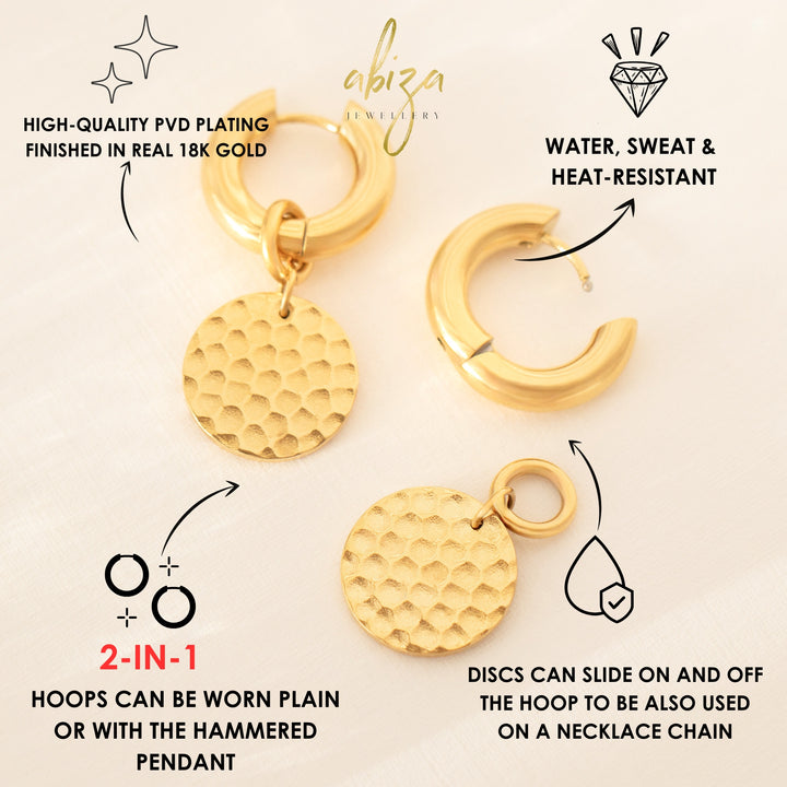 Gold Disc Drop Earrings 