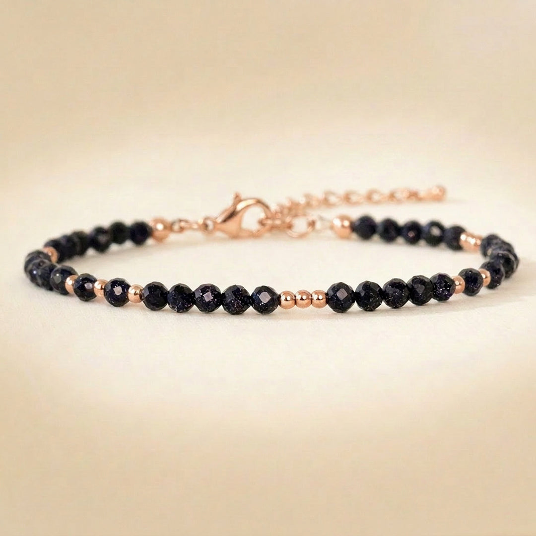 Rose gold filled blue goldstone bracelet — handmade UK
