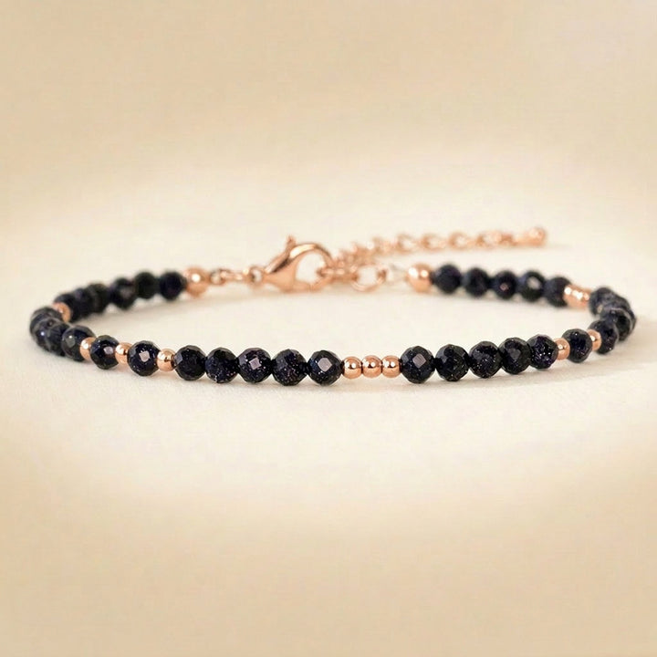 Rose gold filled blue goldstone bracelet — handmade UK
