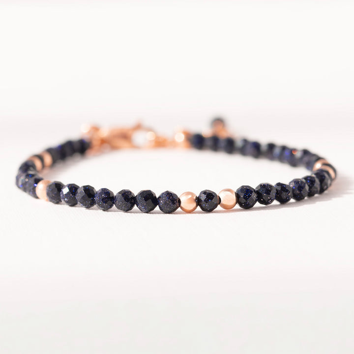 Blue Goldstone Bracelet Rose Gold