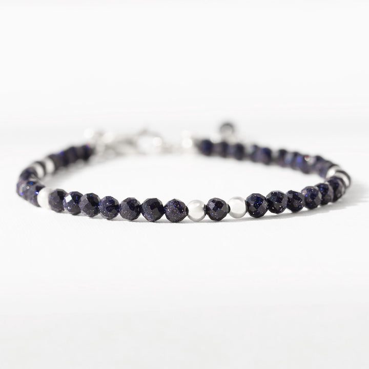 Blue Goldstone Silver Bracelet 