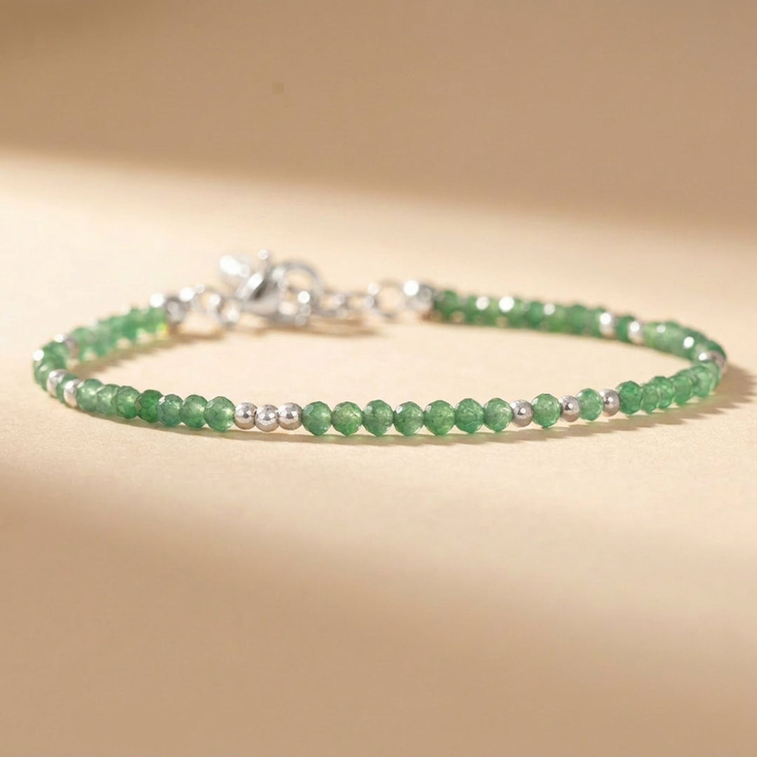Sterling silver green aventurine bracelet — handmade UK