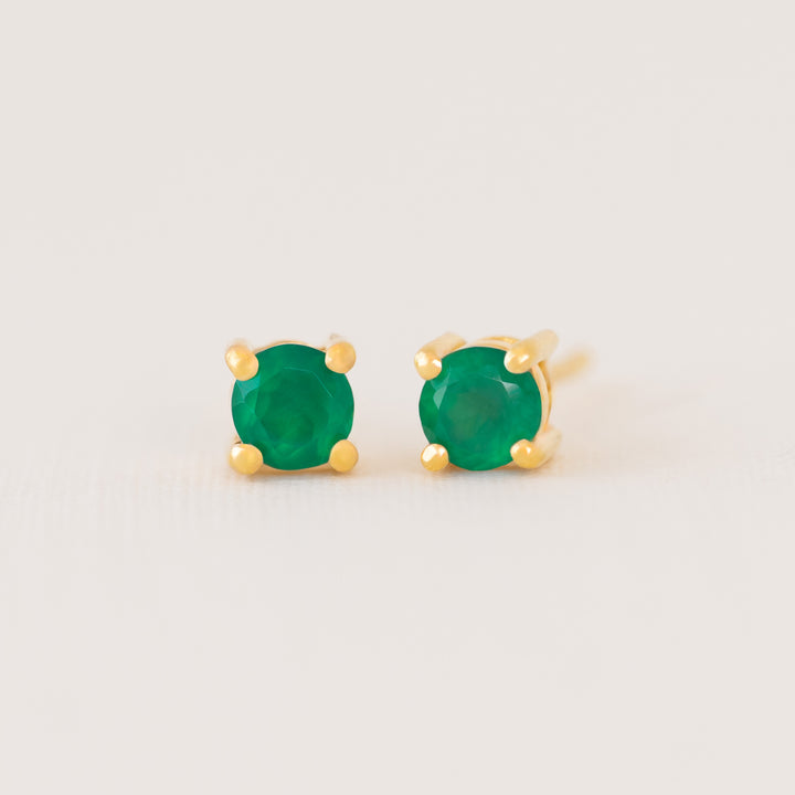 Green Onyx Earrings Gold