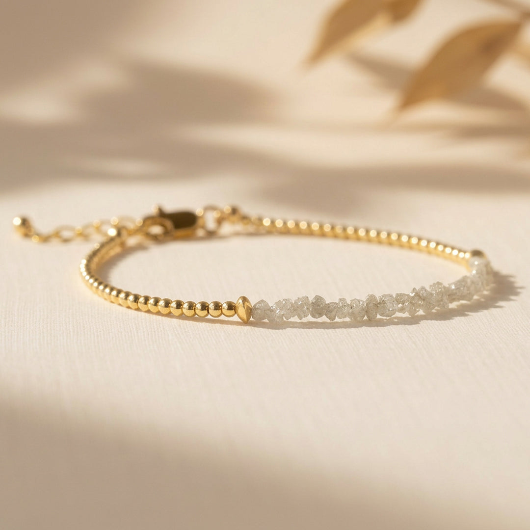 Raw grey diamond Fine bracelet side view