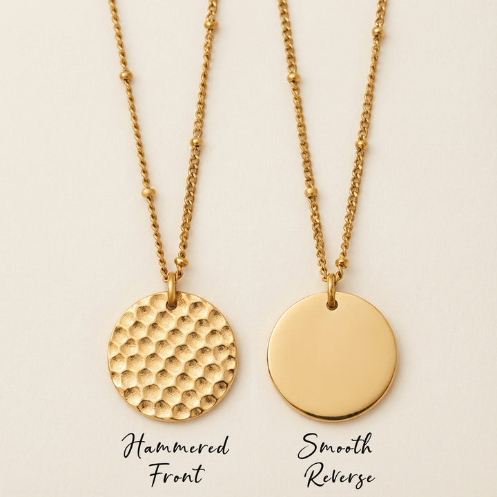 Hammered Gold Disc Necklace