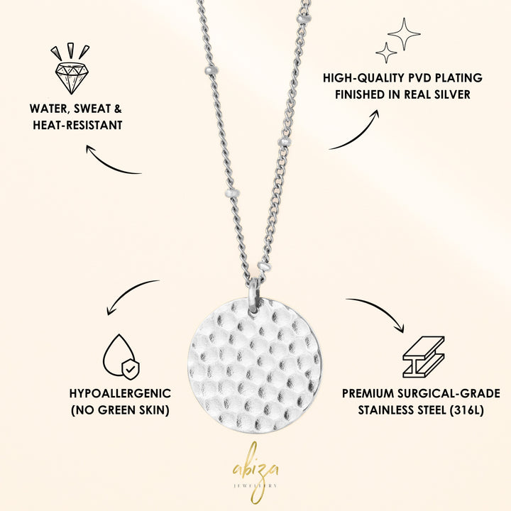 Hammered Silver Disc Necklace