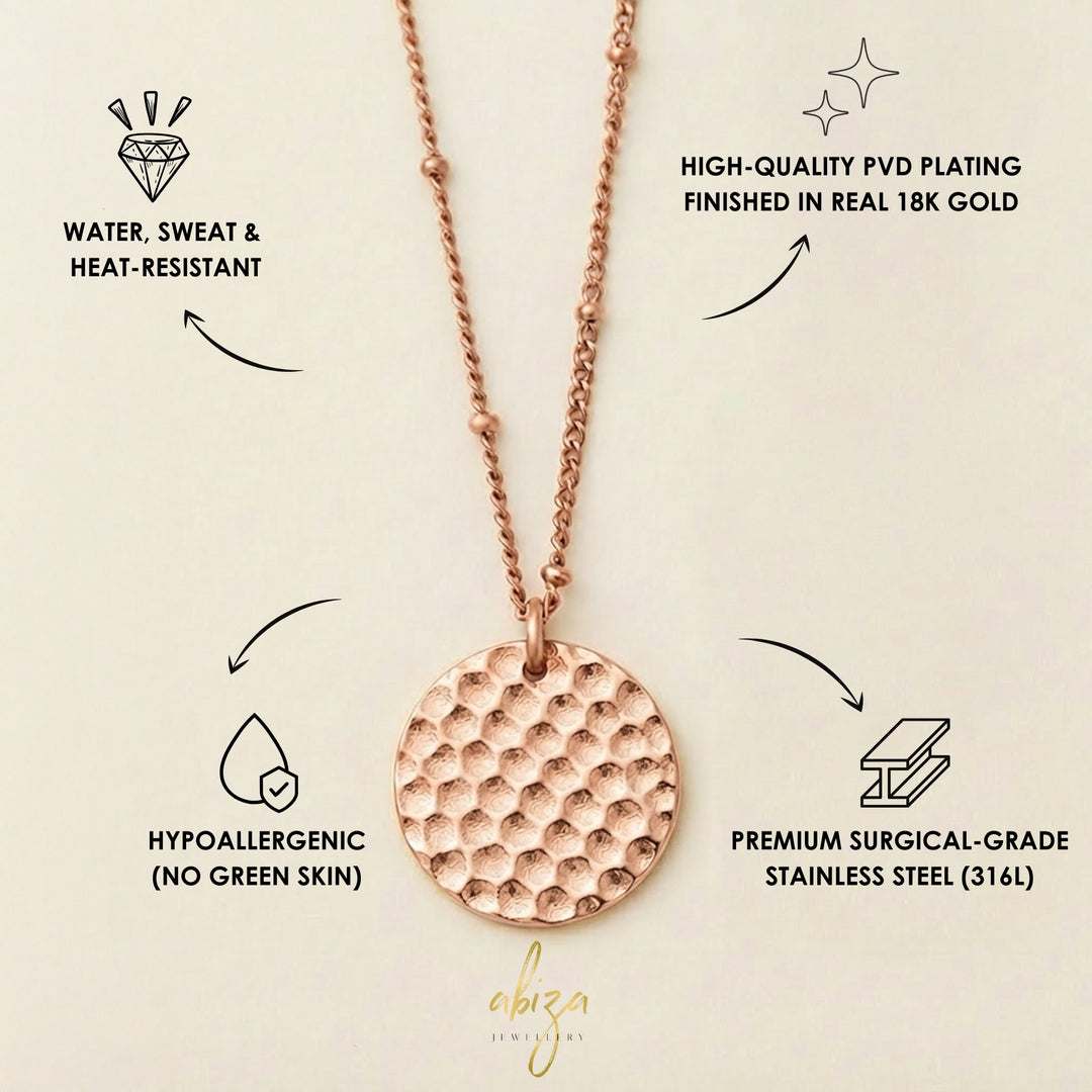 hammered rose gold necklace
