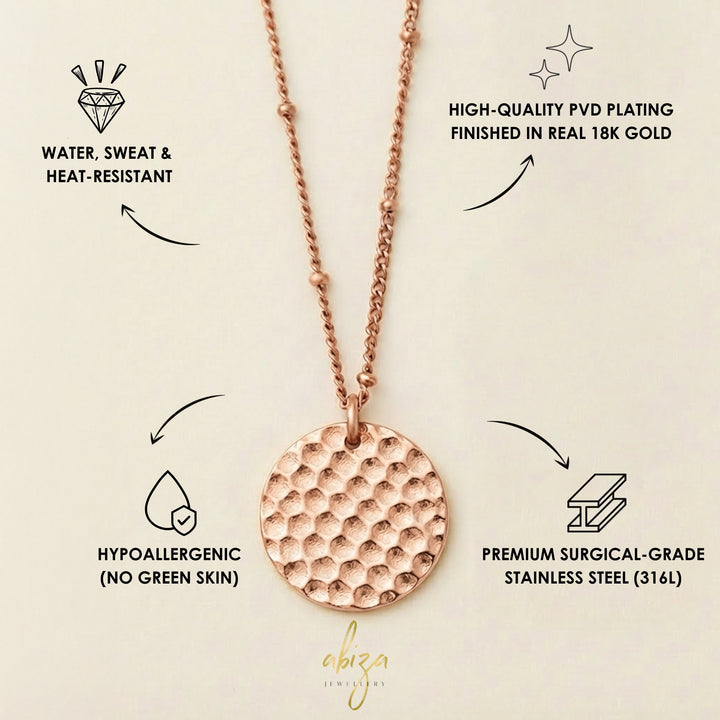 hammered rose gold necklace
