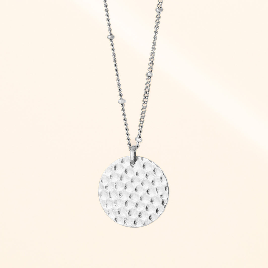 Hammered Silver Disc Necklace