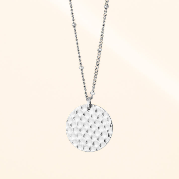 Hammered Silver Disc Necklace