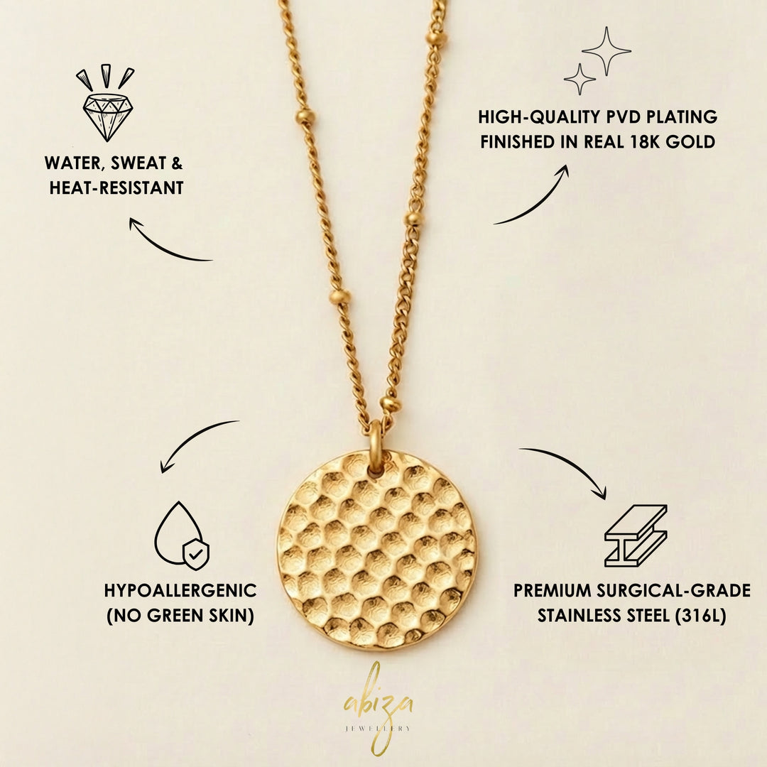 gold disc pendant necklace