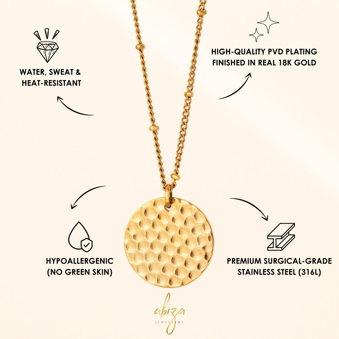 Hammered Gold Pendant Necklace