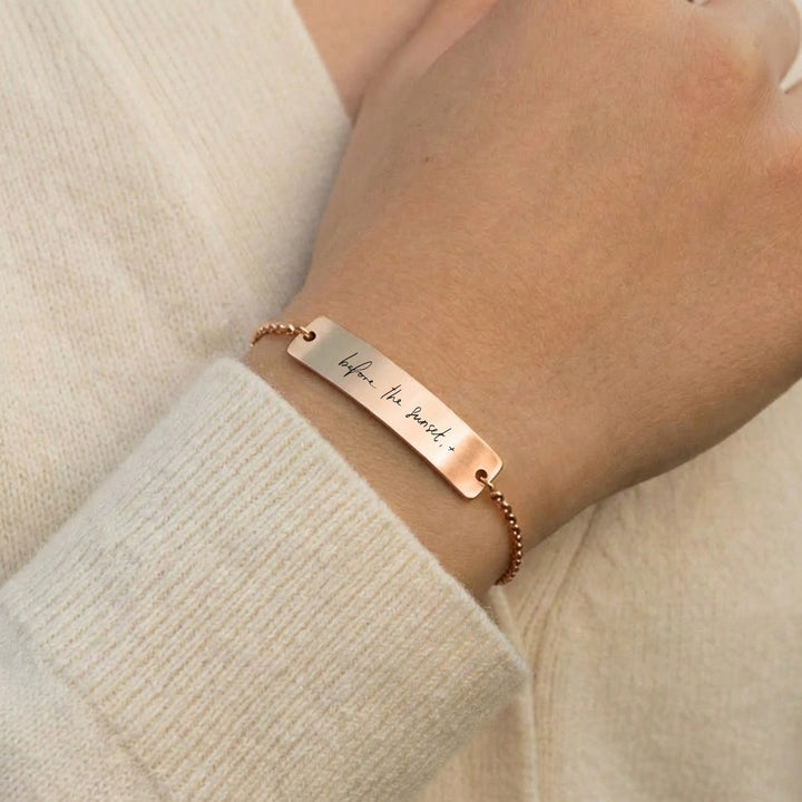 memorial bracelet with loved ones handwriting in rose gold