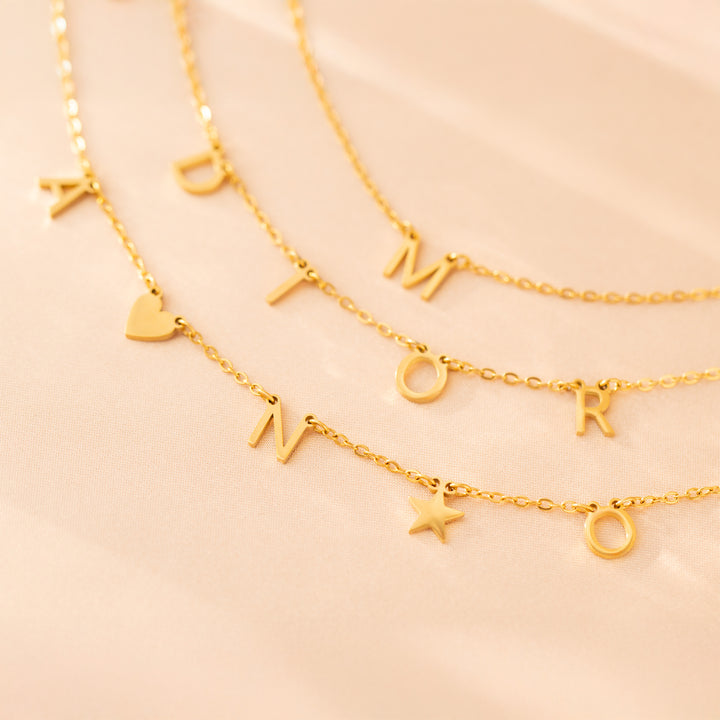 Hanging Letters Gold Name Necklace