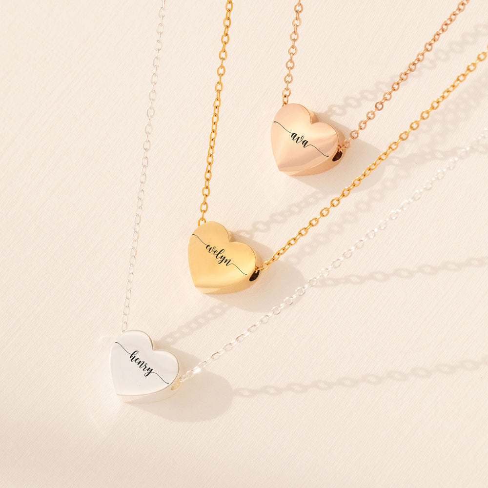 Engraved Love Heart Necklaces