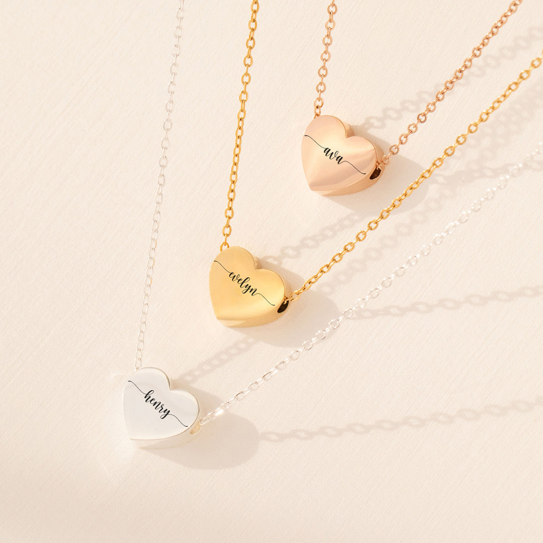 Engraved Love Heart Necklaces