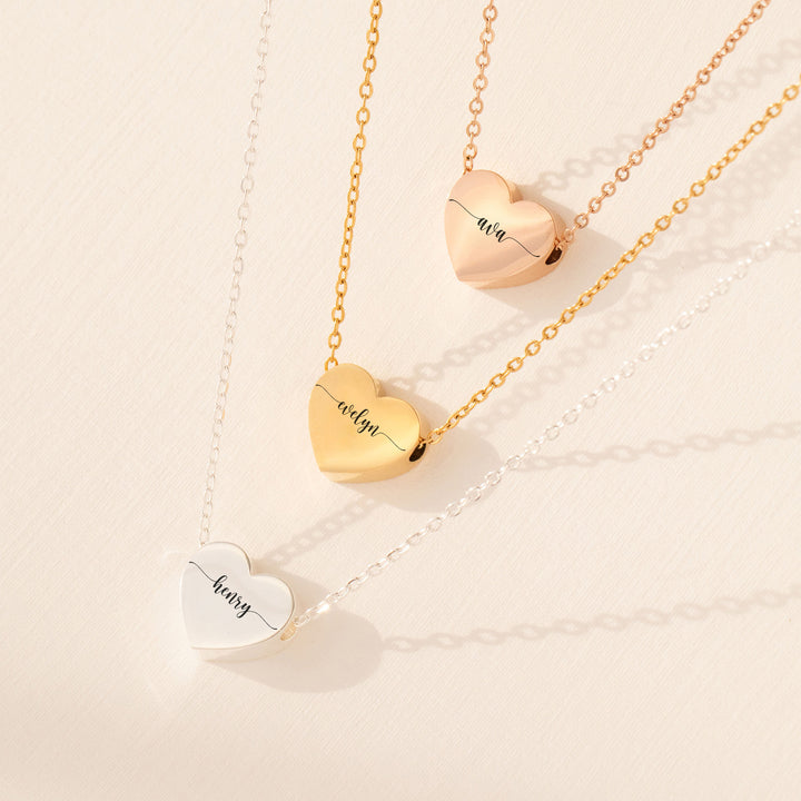 Engraved Love Heart Necklaces
