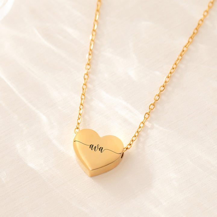 Gold Heart Name Necklace Engraved