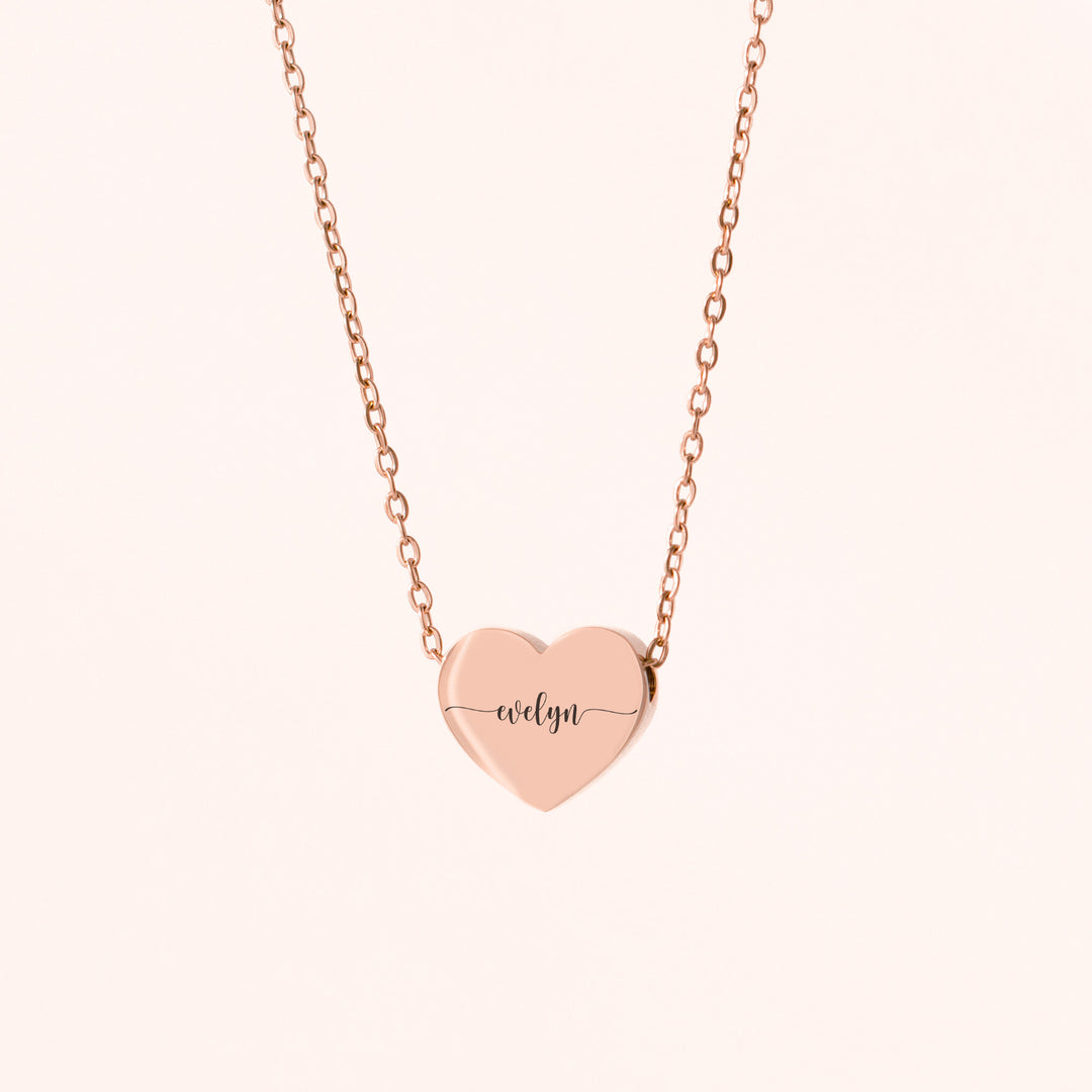 Rose Gold Heart Necklace Engraved
