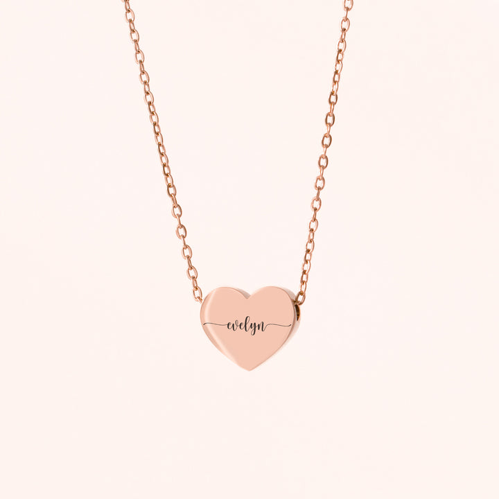 Rose Gold Heart Necklace Engraved
