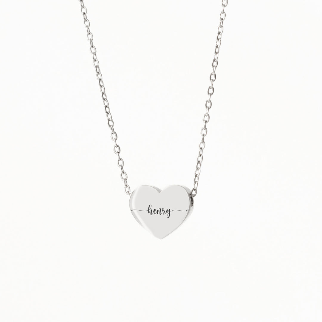 Silver Heart Necklace Personalised