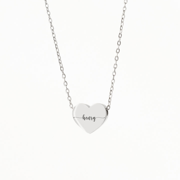 Silver Heart Necklace Personalised