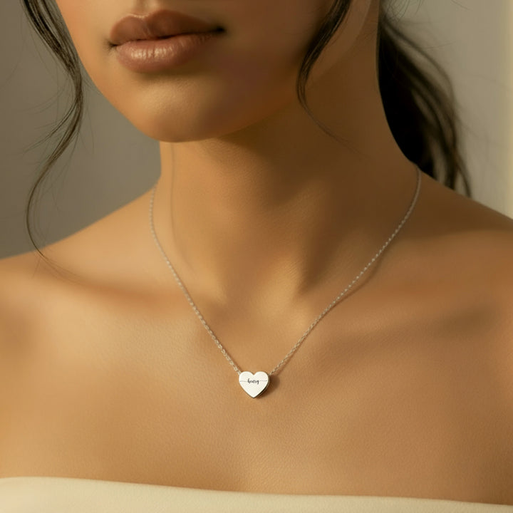 Silver Engraved Heart Necklace