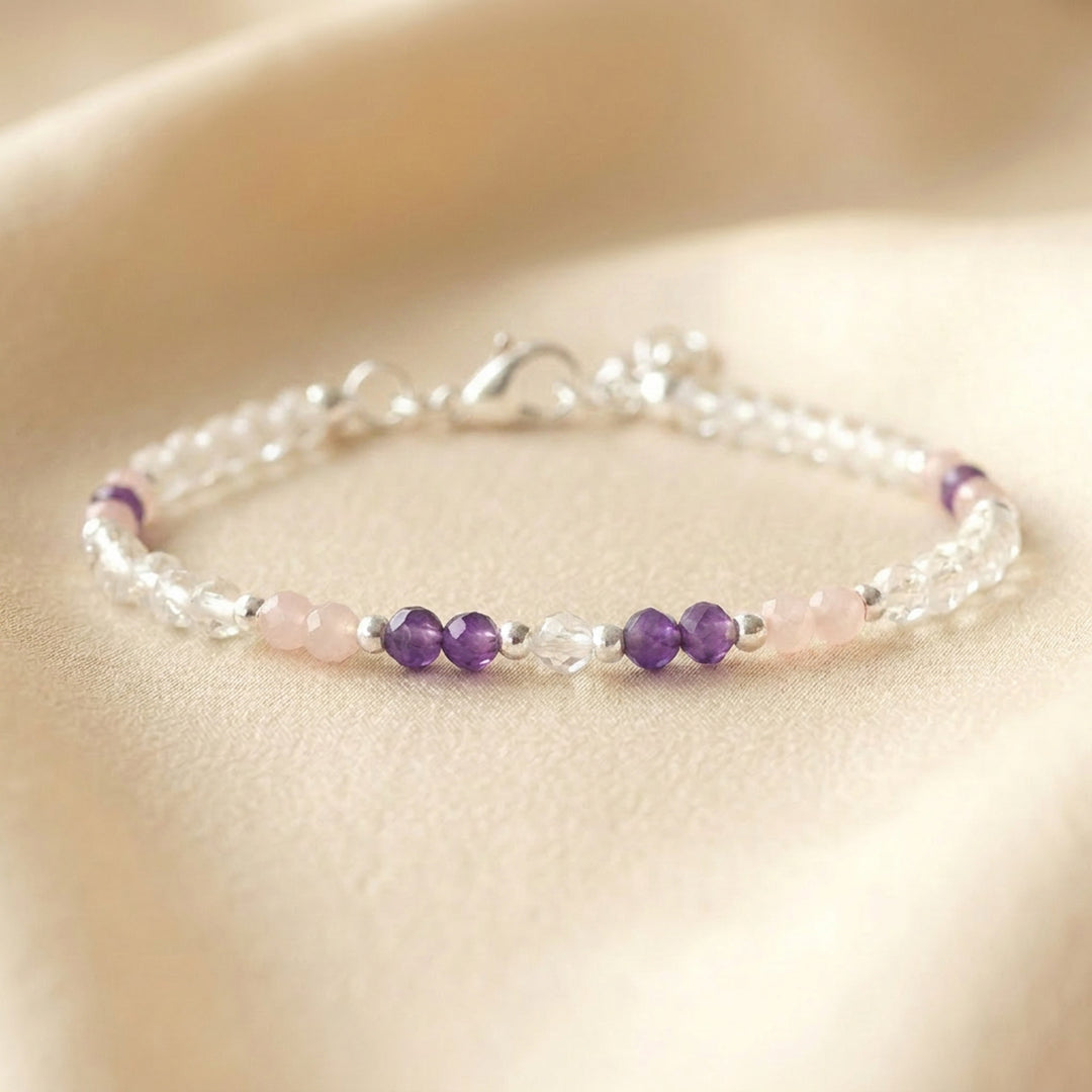 Sterling silver positive energy crystal bracelet — handmade UK