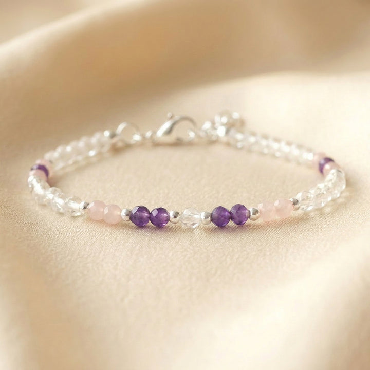 Sterling silver positive energy crystal bracelet — handmade UK