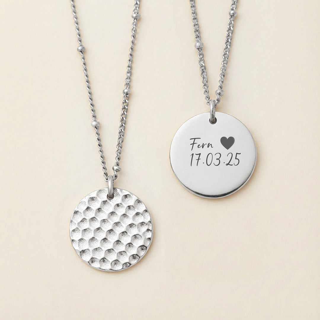 Silver necklace with secret message
