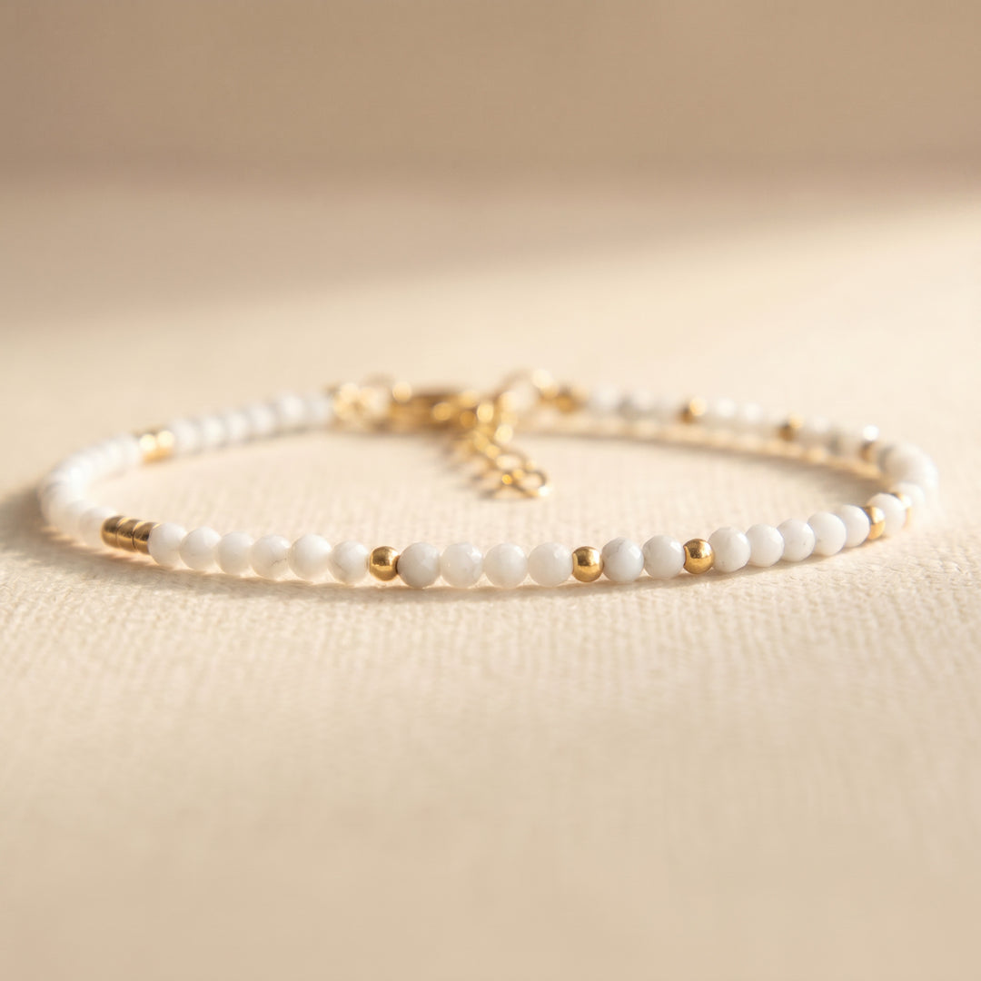 14K gold filled howlite bracelet — handmade UK
