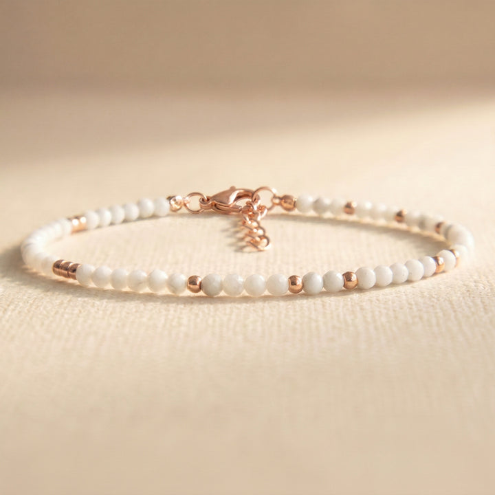 Rose gold filled howlite bracelet — handmade UK
