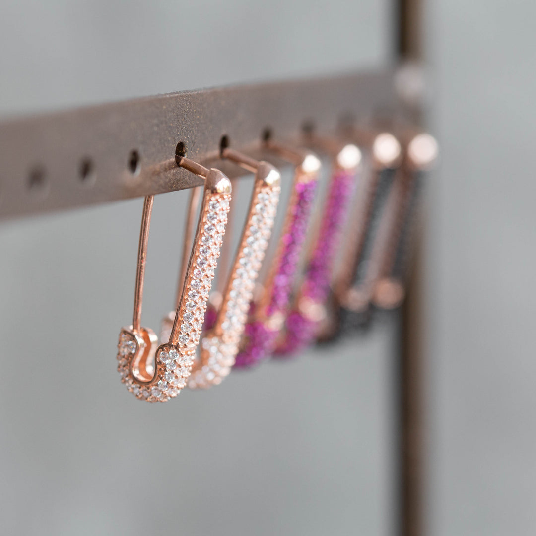 Rose Gold Safety Pin Earrings