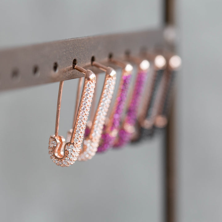 Rose Gold Safety Pin Earrings